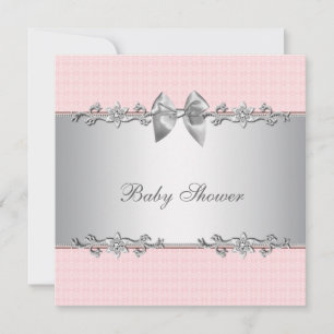 Pink and Grey Baby Girl Shower Invitation