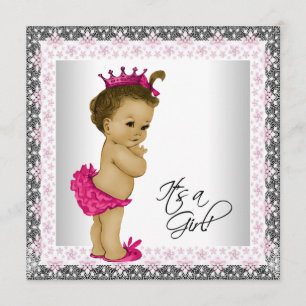 Pink and Grey Baby Girl Shower Invitation
