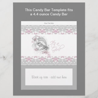 Pink and Grey Baby Shower Candy Bar Wrapper