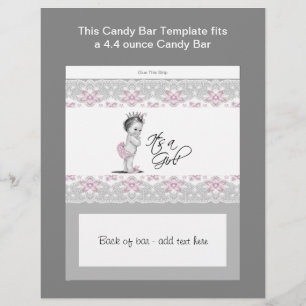 Pink and Grey Baby Shower Candy Bar Wrapper