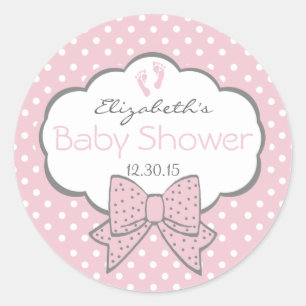 Pink and Grey-Baby Shower Classic Round Sticker
