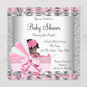 Pink and Grey Baby Shower Invitation