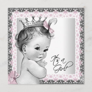 Pink and Grey Baby Shower Invitation