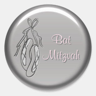 Pink and Grey Ballet Slipper Bat Mitzvah Sticker