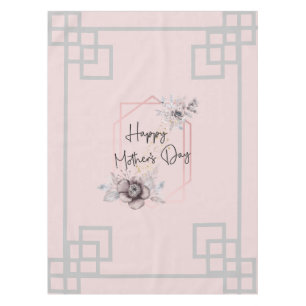 Pink and Grey Blue Purple Floral Mother's Day Tablecloth