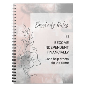 Pink and Grey BossLady Rule 1 Motivational Saying Notebook