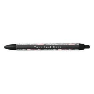 Pink and Grey Camo, Camouflage, Military, Army Black Ink Pen