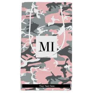 Pink and Grey Camo, Camouflage, Military, Army Small Gift Bag