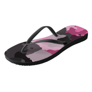 pink and grey camo flip flops