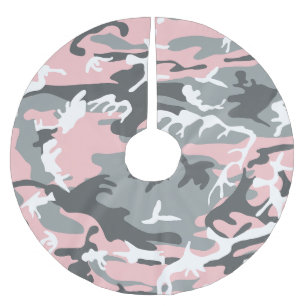 Pink and Grey Camouflage, Military, Army Brushed Polyester Tree Skirt