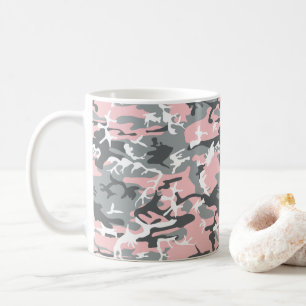Pink and Grey Camouflage, Military, Army Coffee Mug