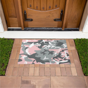 Pink and Grey Camouflage, Military, Army Doormat