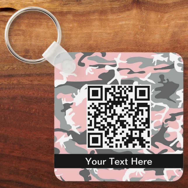 Pink and Grey Camouflage, Military, Army Key Ring (Front)