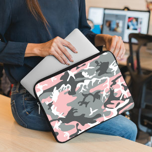 Pink and Grey Camouflage, Military, Army Laptop Sleeve