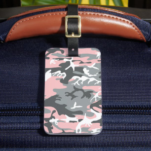 Pink and Grey Camouflage, Military, Army Luggage Tag