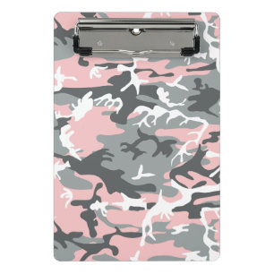 Pink and Grey Camouflage, Military, Army Mini Clipboard
