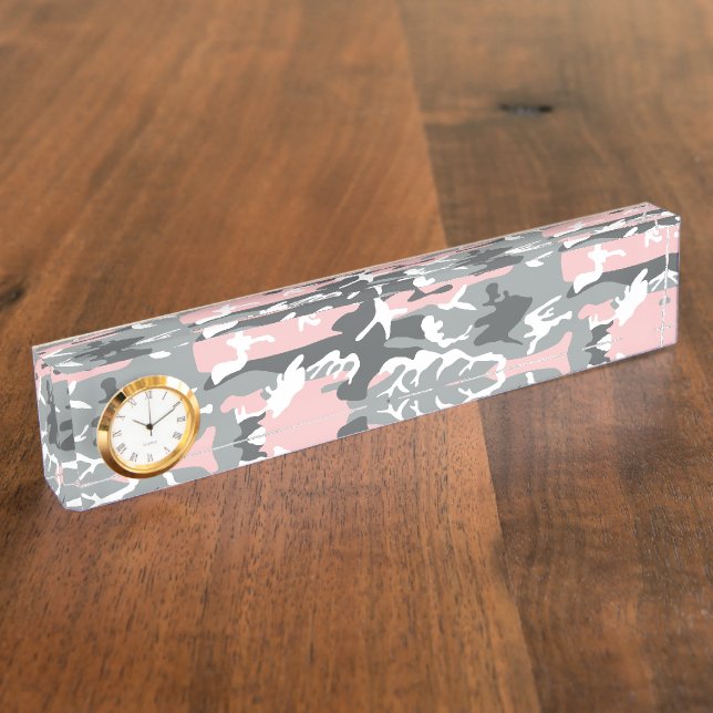 Pink and Grey Camouflage, Military, Army Nameplate (Side)