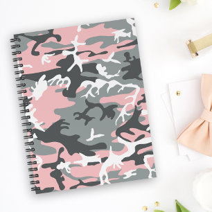 Pink and Grey Camouflage, Military, Army Notebook