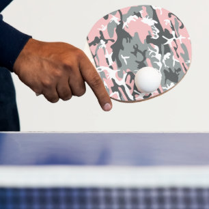 Pink and Grey Camouflage, Military, Army Ping Pong Paddle