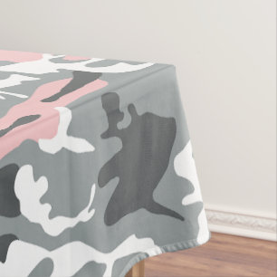 Pink and Grey Camouflage, Military, Army Tablecloth