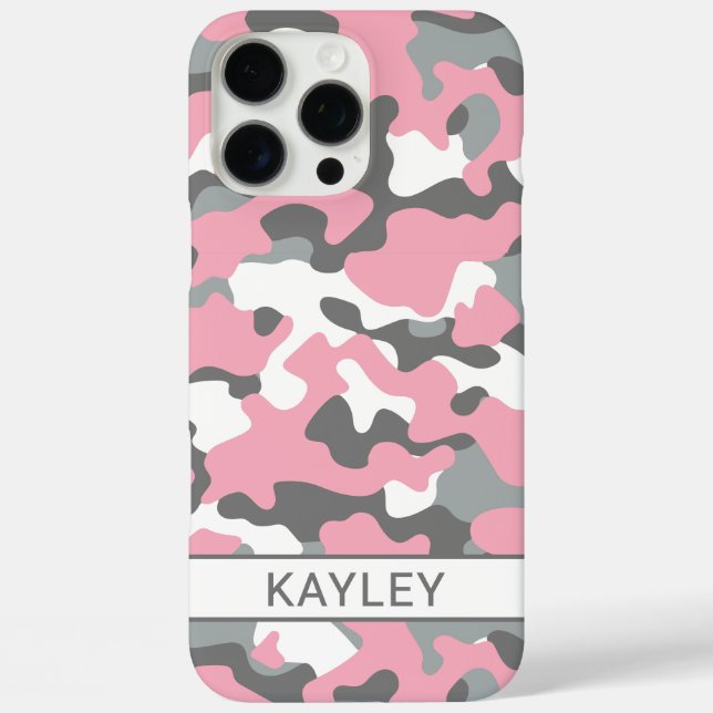 Pink and Grey Camouflage Personalised Case-Mate iPhone Case (Back)