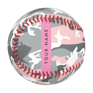 Pink and Grey Camouflage Your name Personalise Baseball