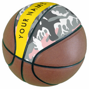 Pink and Grey Camouflage Your name Personalise Basketball