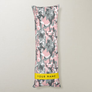 Pink and Grey Camouflage Your name Personalise Body Cushion