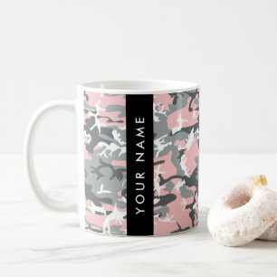 Pink and Grey Camouflage Your name Personalise Coffee Mug