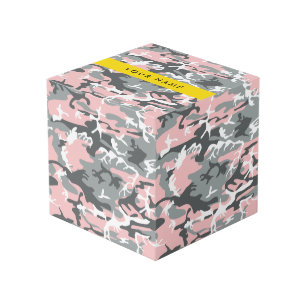 Pink and Grey Camouflage Your name Personalise Cube