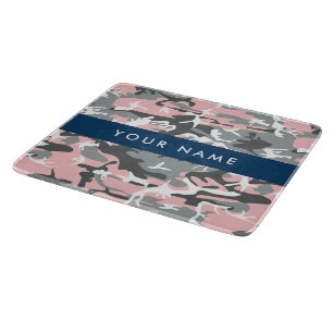 Pink and Grey Camouflage Your name Personalise Cutting Board