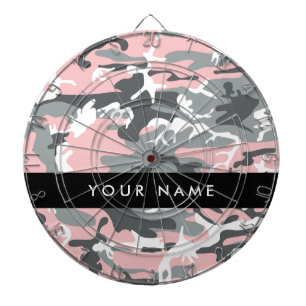 Pink and Grey Camouflage Your name Personalise Dartboard