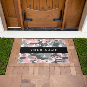 Pink and Grey Camouflage Your name Personalise Doormat