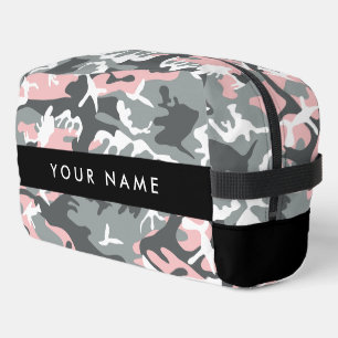 Pink and Grey Camouflage Your name Personalise Dopp Kit