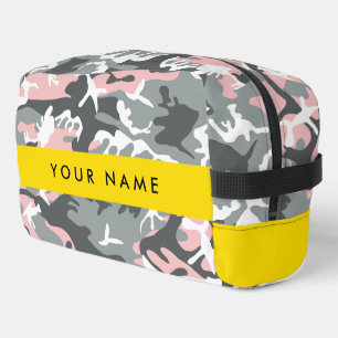 Pink and Grey Camouflage Your name Personalise Dopp Kit