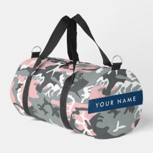 Pink and Grey Camouflage Your name Personalise Duffle Bag