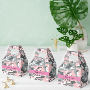 Pink and Grey Camouflage Your name Personalise Favour Box