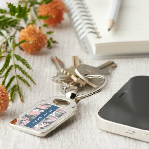 Pink and Grey Camouflage Your name Personalise Key Ring