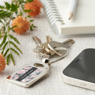 Pink and Grey Camouflage Your name Personalise Key Ring