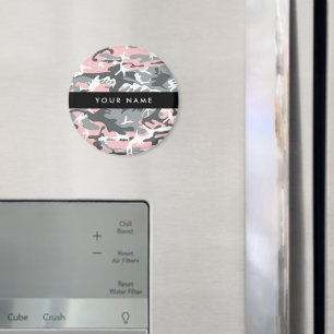 Pink and Grey Camouflage Your name Personalise Magnet