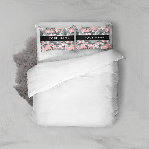 Pink and Grey Camouflage Your name Personalise Pillowcase