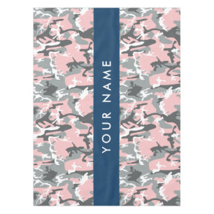 Pink and Grey Camouflage Your name Personalise Tablecloth