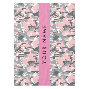 Pink and Grey Camouflage Your name Personalise Tablecloth