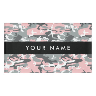 Pink and Grey Camouflage Your name Personalise Tag