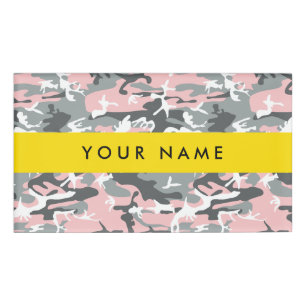 Pink and Grey Camouflage Your name Personalise Tag