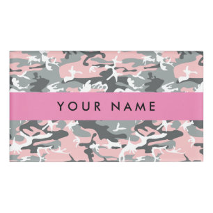 Pink and Grey Camouflage Your name Personalise Tag
