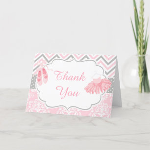 Pink and Grey Chevron Ballerina Thank You