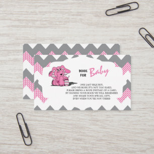 Pink and Grey Chevron Elephant Bring a Book Business Card
