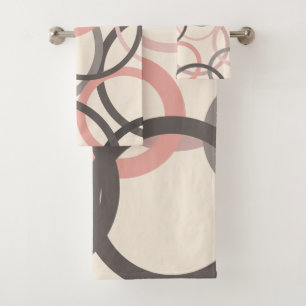 Pink and Grey Circles Bath Towel Set