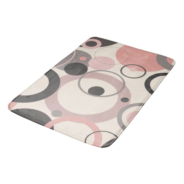 Pink and Grey circles M-century Modern   Bath Mat (Angled)